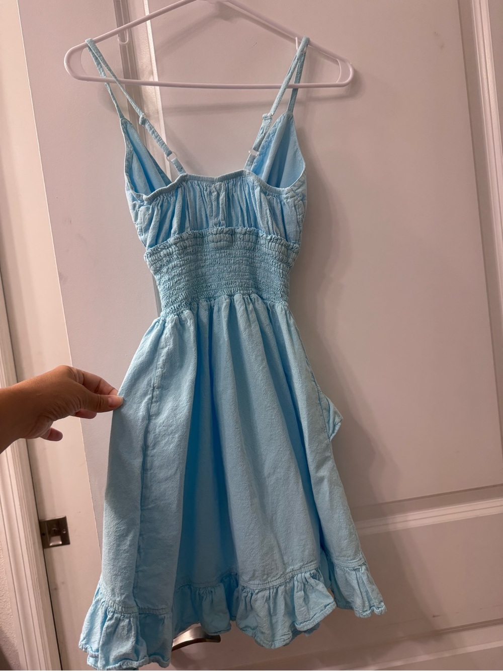 Blanco By Nature Light Blue Ruffle Tie-Front Sundress - Picture 2 of 4
